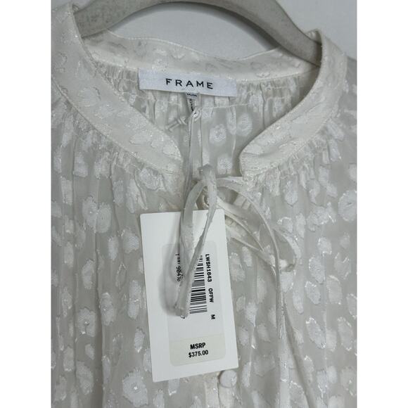 $375Frame Womens Silk Animal Print Long Sleeve Button Up Blouse Top White Sz M - Picture 3 of 8